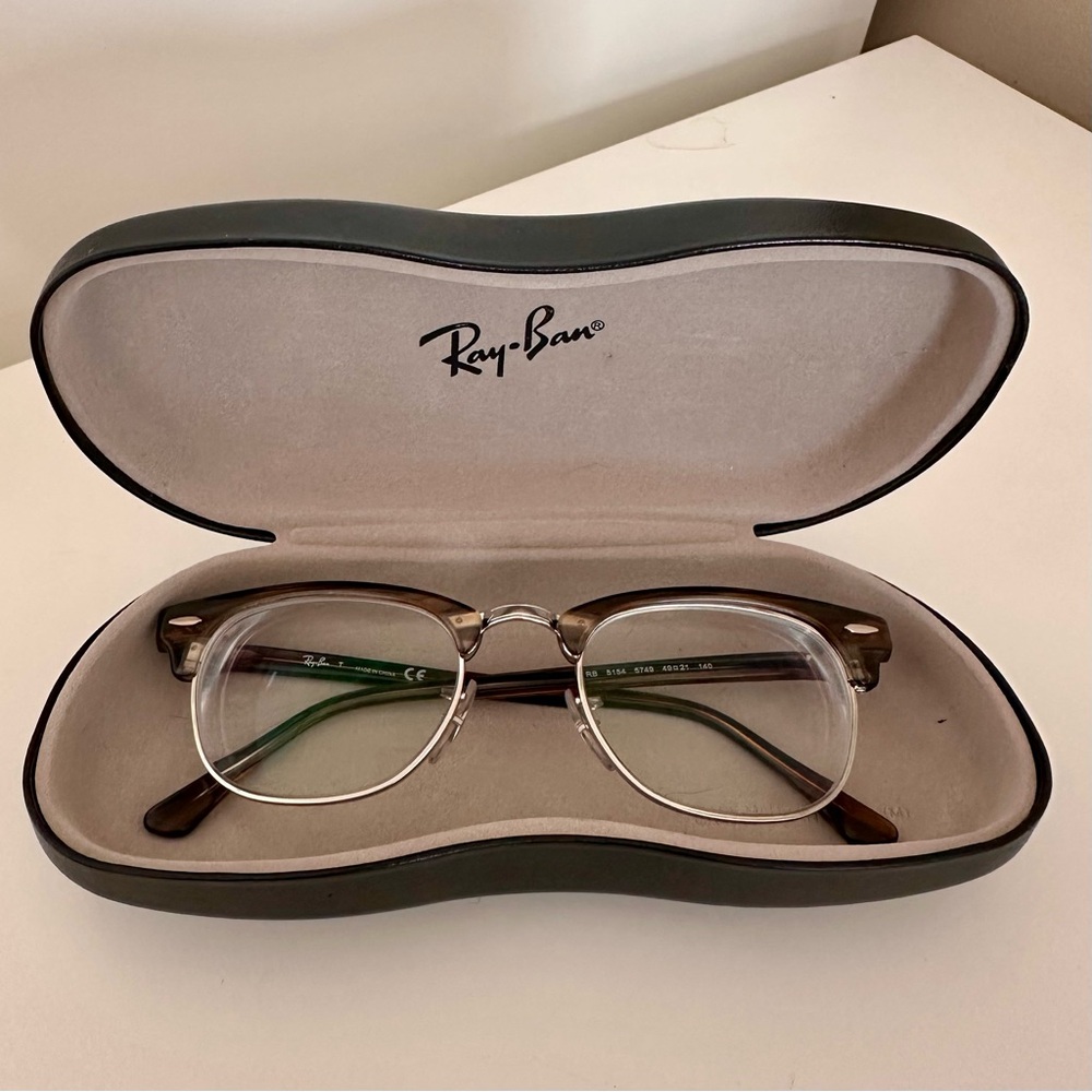 Ray-Ban Clubmaster 5154 Eyeglass Frames in Polished Brown/Silver NEW with Case
